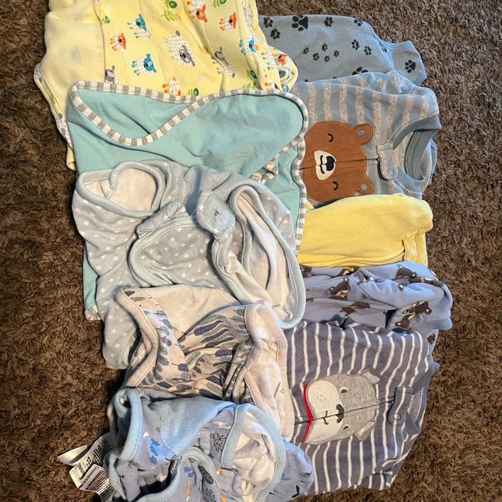 Baby boy sleep sacks and swaddles